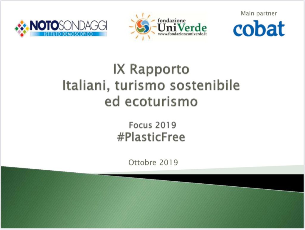 cover bianca e verde IV Rapporto Italiani, turismo sostenibile ed ecoturismo 2019